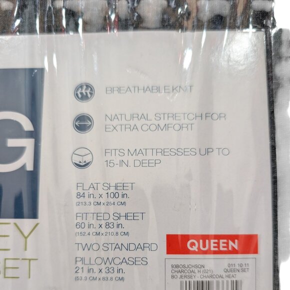 The Big One Jersey Sheet Set Queen SET Color: Bo Jersey - CHARCOAL HEAT Gray - Picture 4 of 4